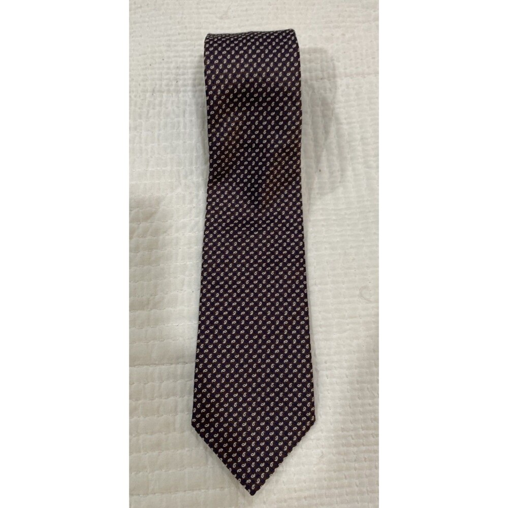 Suitsupply Men's Italian Made Silk Navy Burgundy Floral/Paisley Dot Design Tie